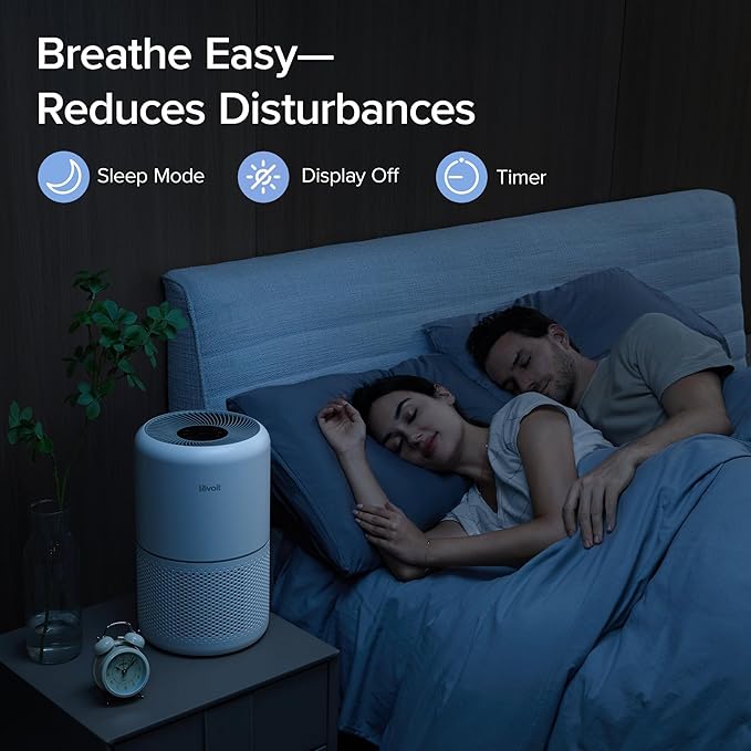 LEVOIT Air Purifier for Home Allergies Pets Hair in Bedroom, Covers Up to 1074 ft² by 56W High Torque Motor, 3-in-1 Filter, Sleep mode, Remove Dust Smoke Pollutants Odor, Core 300-P, White, 2 Pack