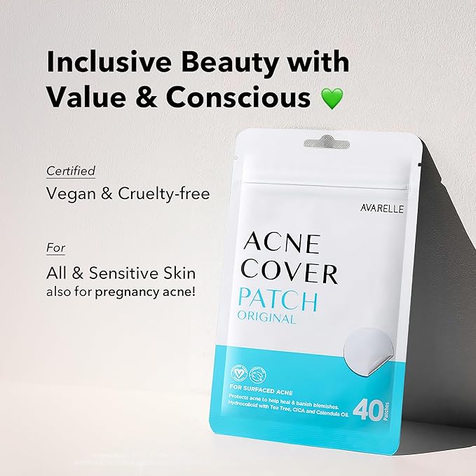 AVARELLE Pimple Patches Hydrocolloid Acne Patches, Acne Spot Treatment for Blemishes and Zit with Tea Tree Oil, Calendula Oil and Cica Oil for Face, Vegan, Cruelty Free (40 CT + 80 CT + Variety)