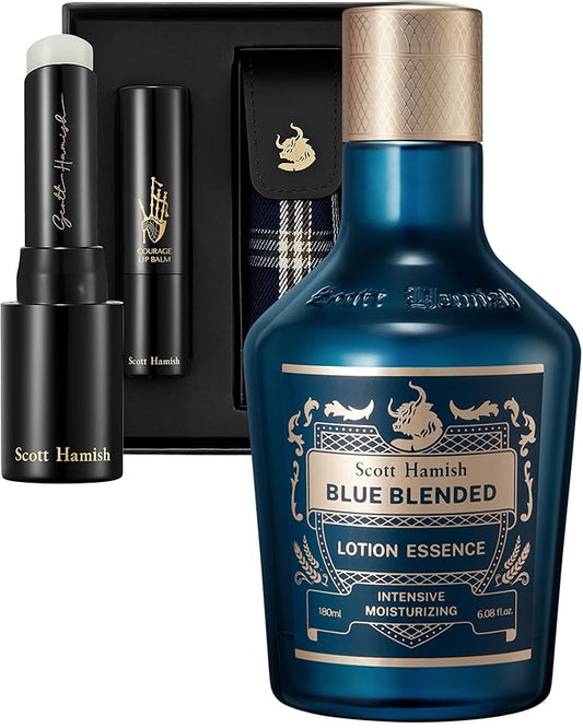 Blue Blended Lotion Essence + Courage Lip Balm & Case Gift Set Bundle