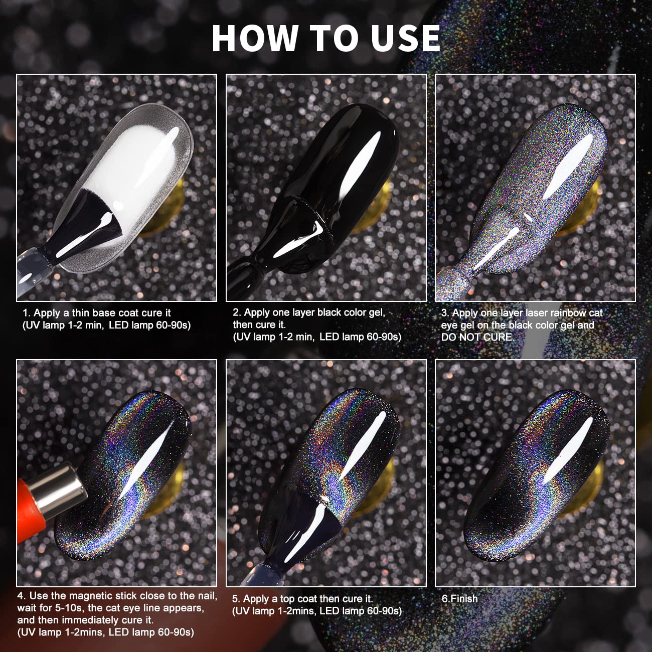 RARJSM Cat Eye Gel Nail Polish, Galaxy Chameleon Magnetic Gelpolish Green Holographic Glitter Gel Soak Off UV LED DIY Manicure Art for Salon Designs and Home DIY 7.5ML/0.26fl oz