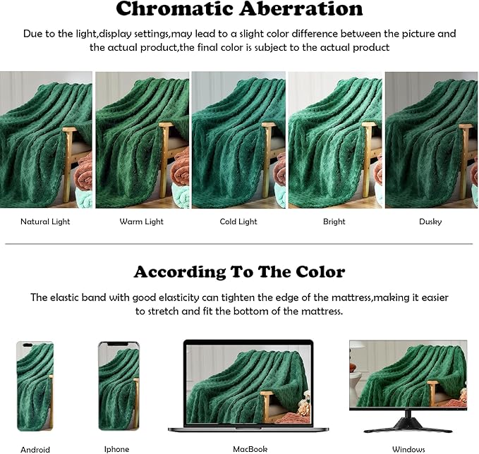 NEWCOSPLAY Super Soft King Blanket Green Premium Silky Flannel Fleece 3D Waffle Checkered Lightweight Bed Blanket All Season Use (Dark Green, King(90"x110"))
