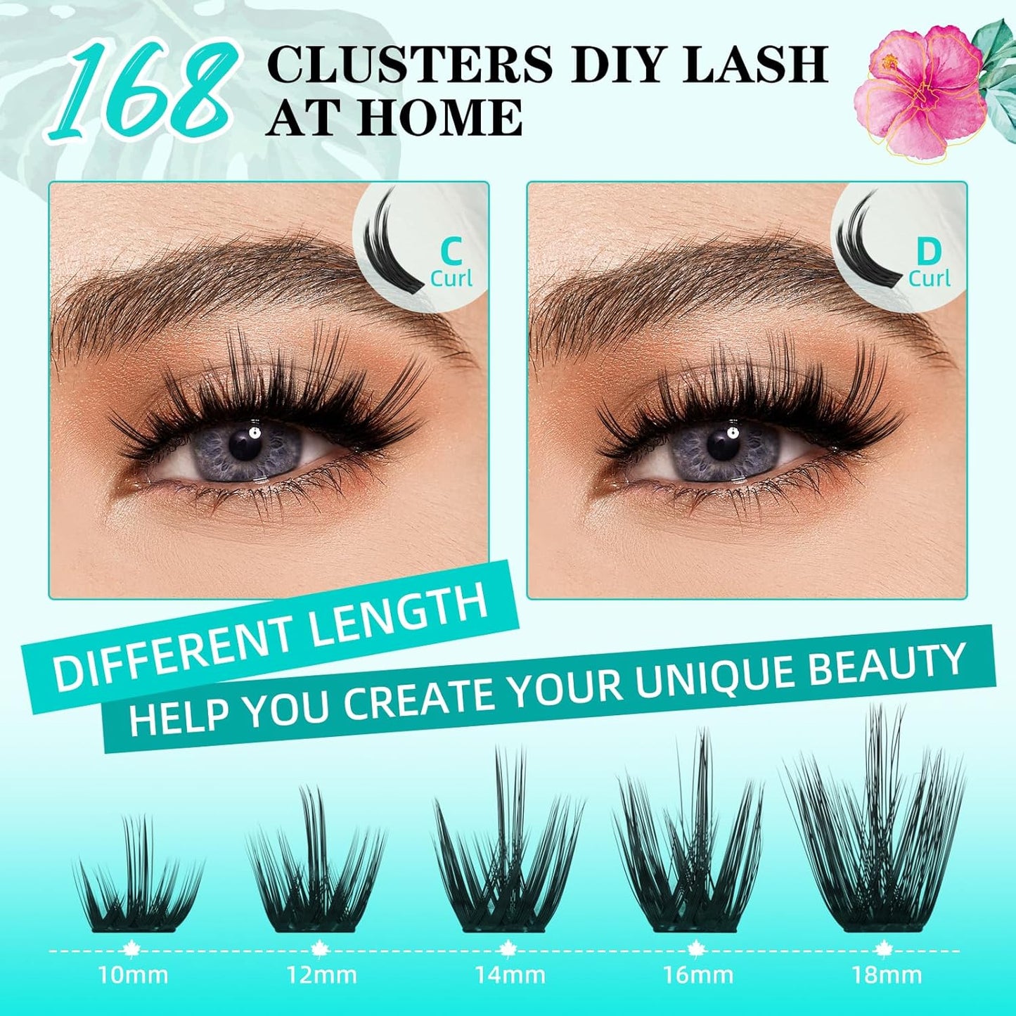 Lash Clusters Wet Look 168Pcs Eyelash Cluster Ultra-Thin Lash Band Eyelashes Extensions Spiky Anime Wide Span Lashes(Orchid,C-14mm)