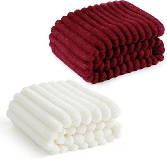 Bedsure Burgundy Fleece Blanket for Couch&King Size Blanket for Bed,108x90 Inches