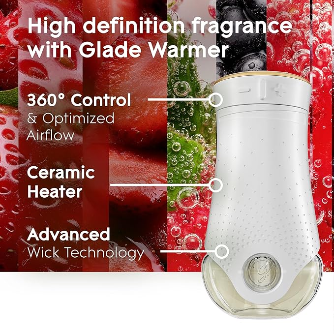 Glade PlugIns Refills Air Freshener Starter Kit, Scented and Essential Oils for Home and Bathroom, Bubbly Berry Splash, 4.02 Fl Oz, 2 Warmers + 6 Refills