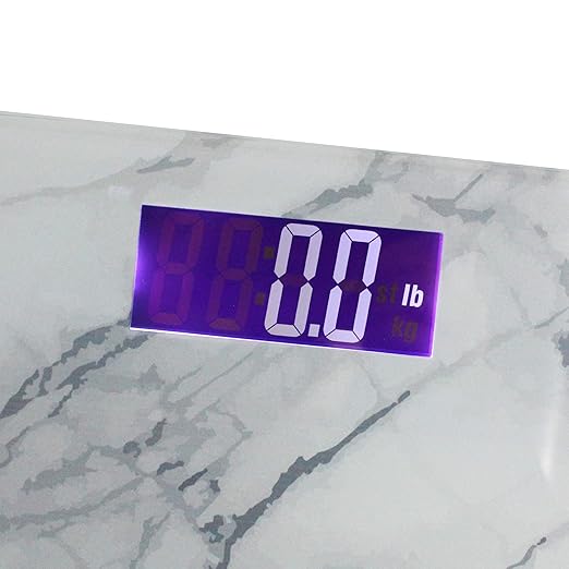 Marble Digital Scale | Glass Digital Weight Scale | Marble Finish | Marble Bathroom Décor Scale| 395 Pound Capacity | Bathroom Scales for Weight | Digital Scale for Body Weight | Glass Scale Weight