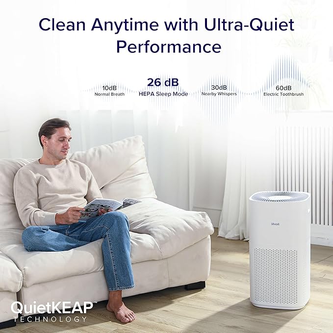 LEVOIT Air Purifiers for Home Large Room Up to 2933 Sq. Ft with Smart WiFi, PM2.5 Monitor, HEPA Sleep Mode, 3-in-1 Filter for Smoke, Pet Allergies, Dust and Odor, Alexa Control, Core 600S-P, White