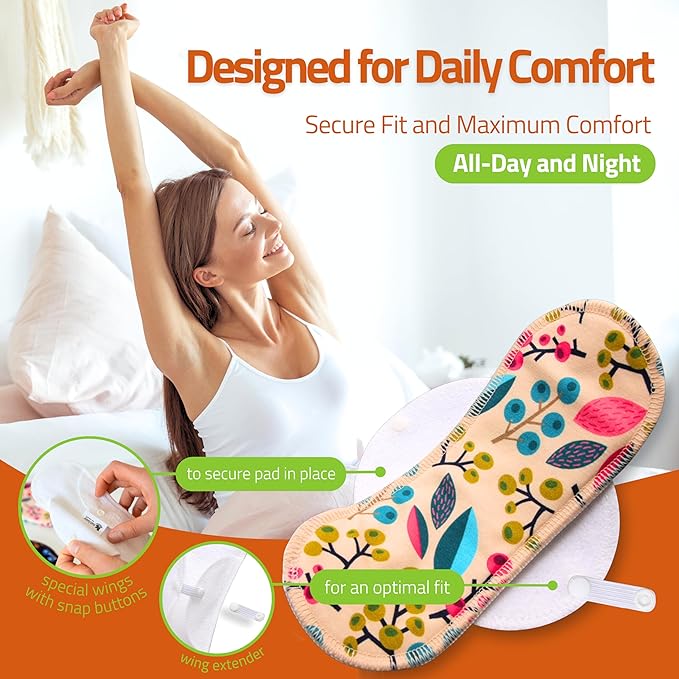 Organic Viscose Reusable Panty Liners for Women & Teens (Small, 7-Pack) – High-Temp Washable Cloth Liner Made in EU; Stay Fresh & Dry; for Daily Vaginal Discharge Only; 100% Breathable (no PUL/TPU)