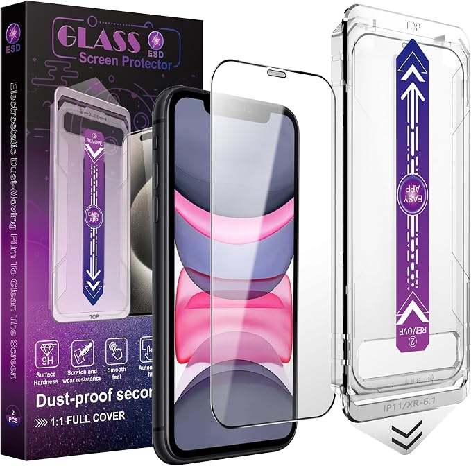 2 Pack Screen Protector for iPhone 11 / iPhon XR, 9H Tempered Glass, Full