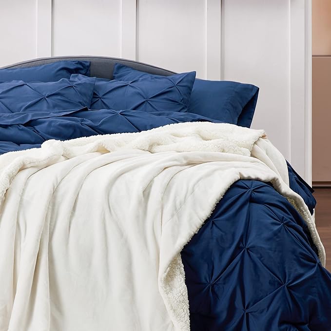 Bedsure Sherpa Fleece Throw Blanket for Couch - Thick and Warm, Soft Fuzzy Plush Throw Blanket for Winter, Cream, 50x60 Inches
