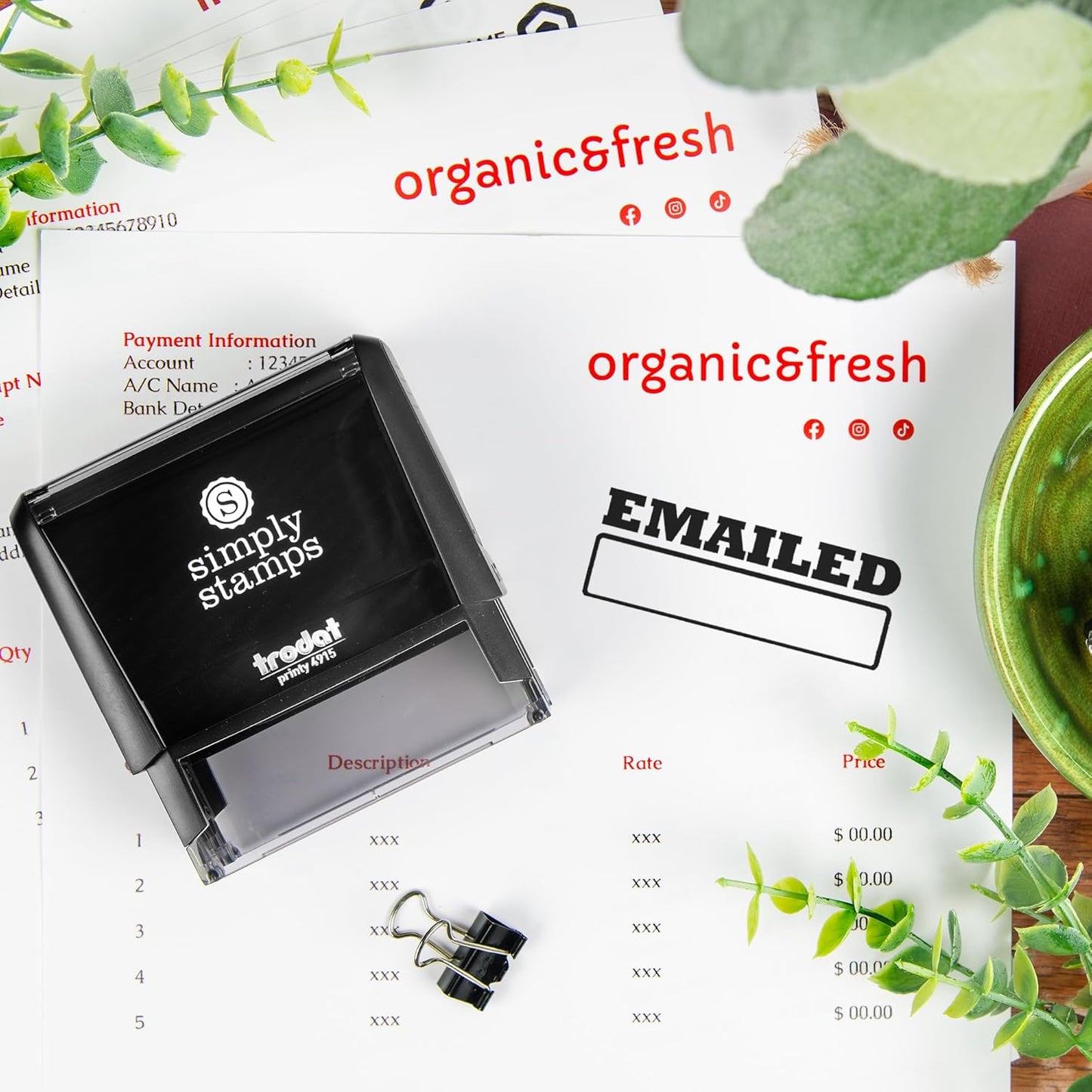 Emailed Office Stamp | 4 Different Sizes | 20 Designs | Multiple Color Options | Perfect for Quick Validation of Office Documents (Emailed, Xtra Wide)