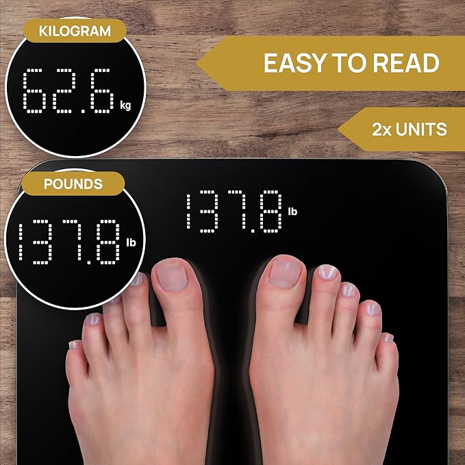 INEVIFIT Bathroom Scale, Highly Accurate Digital Bathroom Body Scale, Measures Weight up to 400 lbs. Includes Batteries