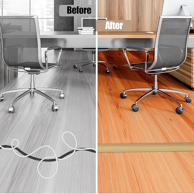 Floor Cord Cover Self Adhesive Cord Hider, 10FT Cable Management, Extension