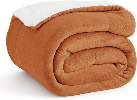 Bedsure Sherpa Fleece Throw Blanket for Couch - Thick and Warm, Soft Fuzzy Plush Throw Blanket for Winter, Burnt Orange, 50x60 Inches