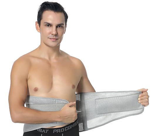 NeoTech Care Adjustable Compression Back Brace Lumbar Support Belt, Grey, Size XXL