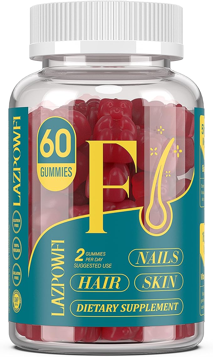 Biotin Gummies for Hair, Skin and Nails - Hair Vitamins for Men & Women, 10,000mcg Max Strength Vitamin B7 for Hair Growth and Stronger Nails,60 Counts - Cranberry Falvor-40