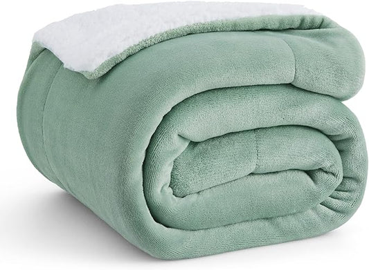 Bedsure Sherpa Fleece Throw Blanket for Couch - Thick and Warm, Soft Fuzzy Plush Throw Blanket for Winter, Sage Green, 50x60 Inches