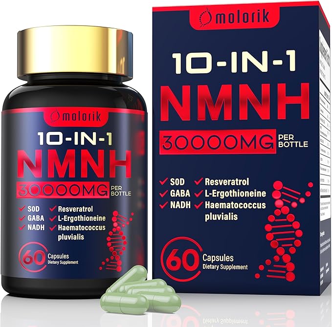 NMNH (Dihydronicotinamide Mononucleotide), 1000mg Per Serving NAD High Purity Supplement Alternative, Capsules Gluten Free, Non-GMO, for Anti-Aging, Energy, Focus - 057