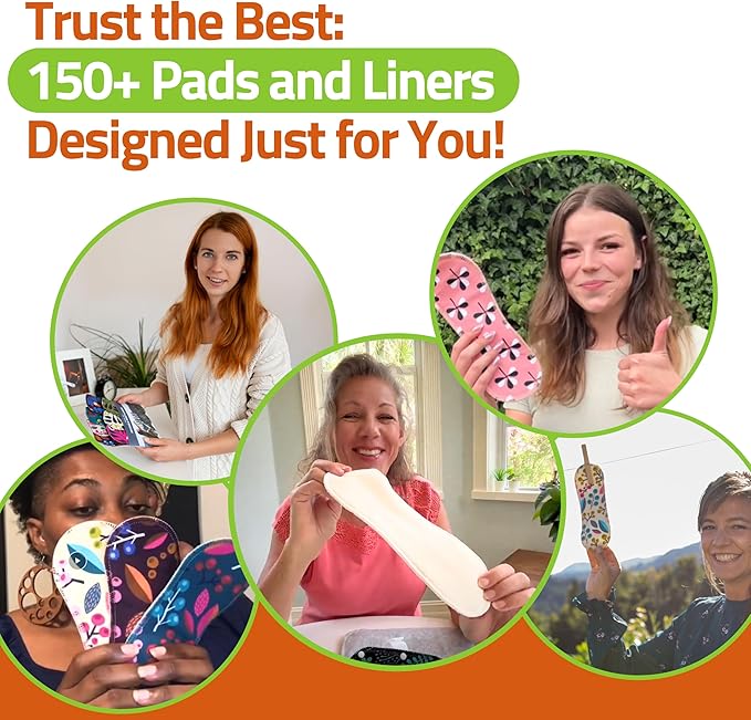 Organic Cotton Reusable Panty Liners for Women & Teens (Medium, 7-Pack); High-Temp Washable Cloth Liners Made in EU; Stay Fresh & Dry, for Daily Vaginal Discharge Only; 100% Breathable (no PUL/TPU)