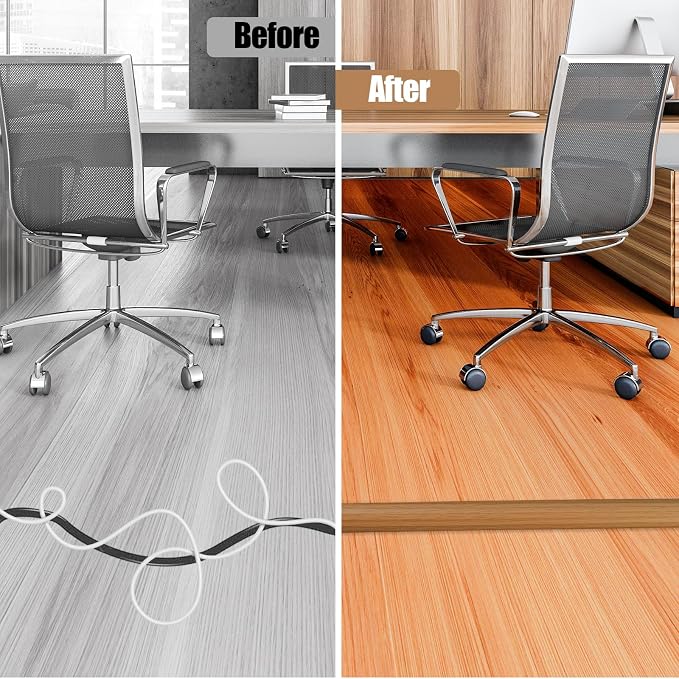 Floor Cord Cover Self Adhesive Cord Hider, 20FT Cable Management, Extension