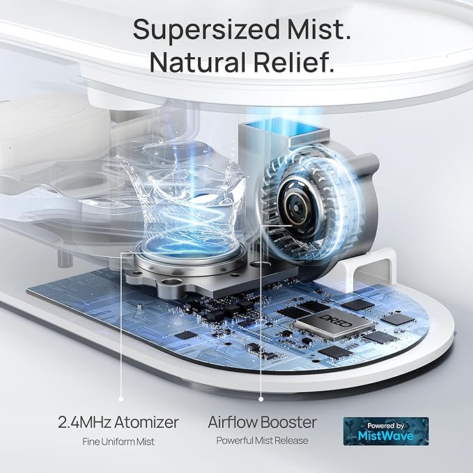 Dreo 4L Humidifiers for Bedroom, Quiet Supersized Cool Mist Ultrasonic Humidifier with Diffuser, 60 Hour Runtime for Home, Nursery, Plant, Gray