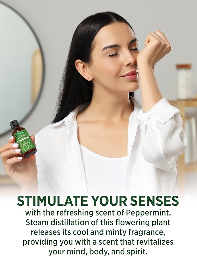 Nature's Truth Peppermint Essential Oil | Diffuser, Shower, or Bath | 2 Pack of 2 Fluid Ounces (59 mL) | Mentha Piperita