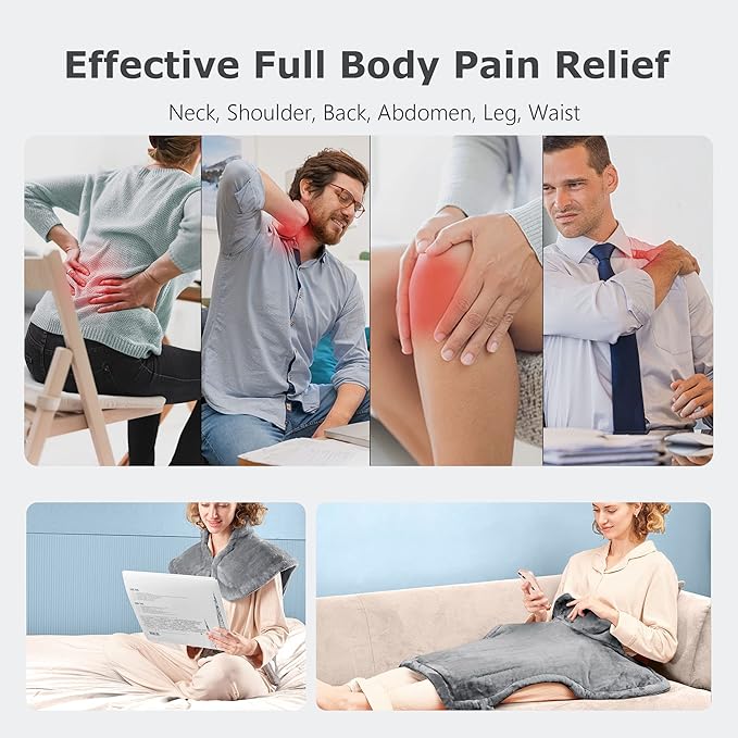 Heating Pad for Back Pain Relief, 24"x33" Weighted Heating Pad for Neck and Shoulder, Neck Heating Pad Fast-Heating with 6 Settings, Auto Shut-Off Full Body Heating Pad, Gifts for Women-Washable