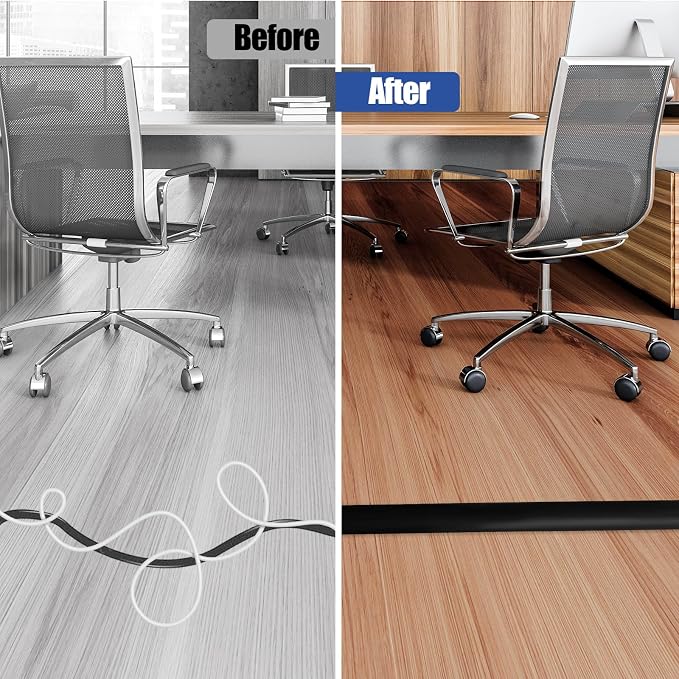 Floor Cord Cover Self Adhesive Cord Hider, 3.3FT Cable Management, Extension