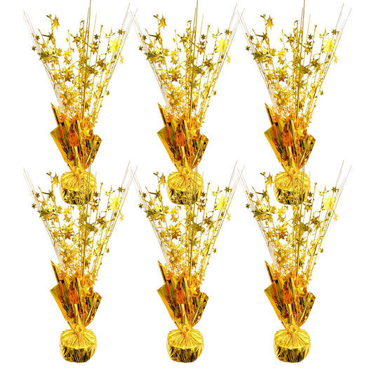 6 PCS Metallic Foil Spray Centerpiece Grad Decor Table Decoration Burst Table Centerpieces for Graduation Birthday Wedding Anniversary Season Holiday Party Supplies Decor (Gold)