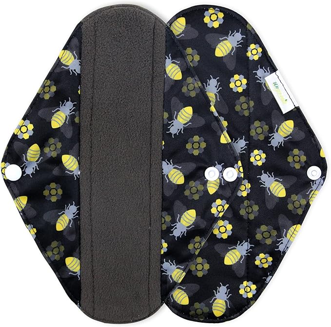wegreeco Reusable Menstrual Pads for Women - Reusable Sanitary Pads | Reusable Panty Liners | Soft Cloth Menstrual Pads - 5 Pack, 1 Cloth Wet Bag (S, Bee & Bloom)