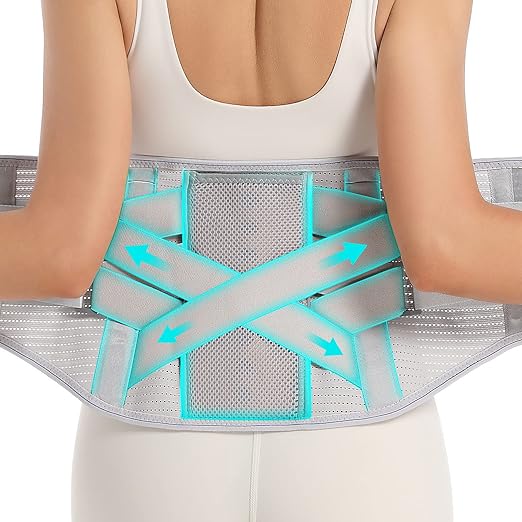 Back Brace for Lower Back Pain Relief - Back Support Belt for Women & Men, Lower Back Brace for Herniated Disc, Sciatica. Removable Stays for Lower Back Support with 2 Different Hardness Sets (Grey, XXX-Large)