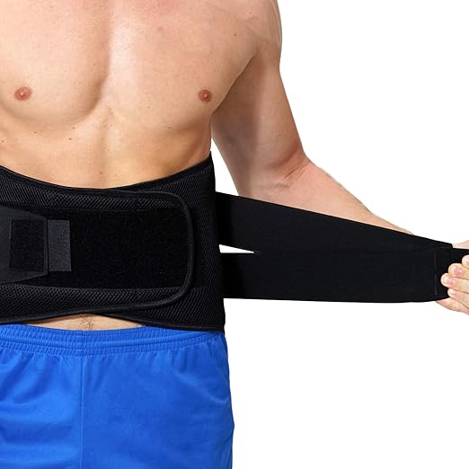 NeoTech Care Adjustable Compression Back Brace Lumbar Support Belt, Black, Size XXXL