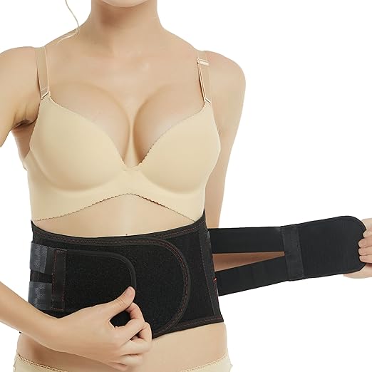 NeoTech Care Back Support Belt - Breathable & Adjustable Lower Back Brace - Double Pull Compression Straps (Black, Size S)