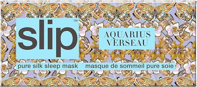 slip Pure Silk Sleep Mask - 100% Pure 22 Momme Mulberry Silk Eye Mask - Comfortable Sleeping Mask with Elastic Band + Pure Silk Filler and Internal Liner, Zodiac Collection: Aquarius