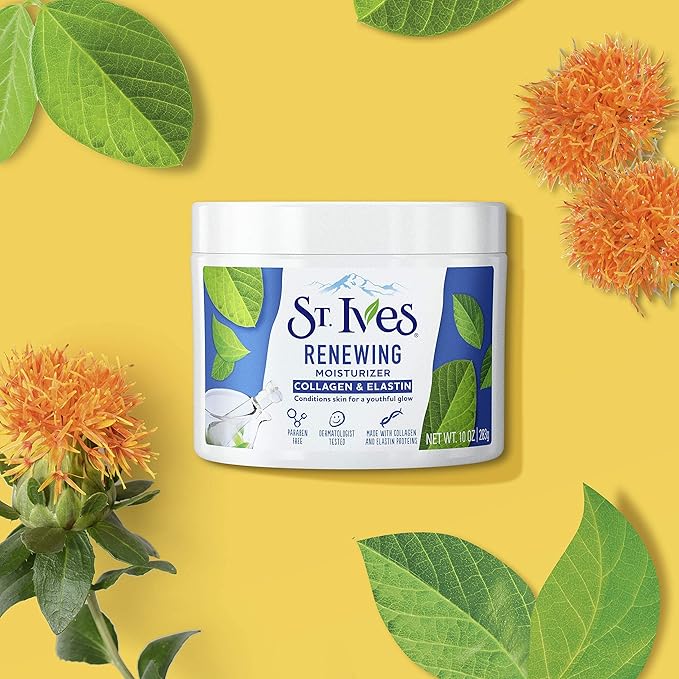 St. Ives Face Moisturizer Cream, Collagen and Elastin, Renewing Facial Moisturizer for Women, Paraben Free, Dermatologist Tested Daily Moisturizing for Dry Skin Cruelty Free, 10 oz (Pack of 2)