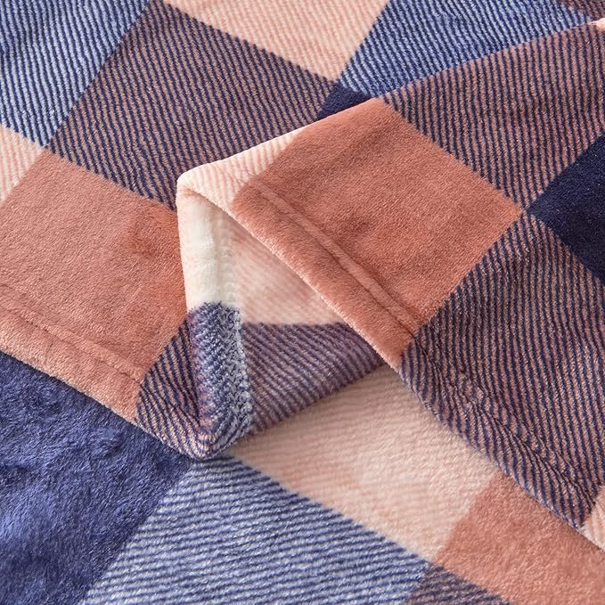 SOCHOW Buffalo Plaid Flannel Fleece Throw Blanket 50 × 60 Inches, Soft Lightweight Cozy All Season Coral Pink Checkered Blanket for Bed, Couch, Car