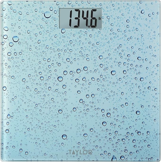 Taylor Digital Scales for Body Weight, Highly Accurate 400 LB Capacity, Auto On and Off Scale, 11.8 x 11.8 Inches, Water Drop Blue