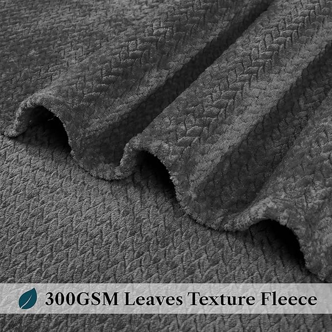 PAVILIA Soft Fleece Dark Grey Throw Blanket for Couch, Lightweight Plush Warm Blankets for Bed, Fuzzy Cozy Flannel Blanket Throw for Sofa, Travel, Jacquard Pattern, Charcoal Gray, 50x60 inch