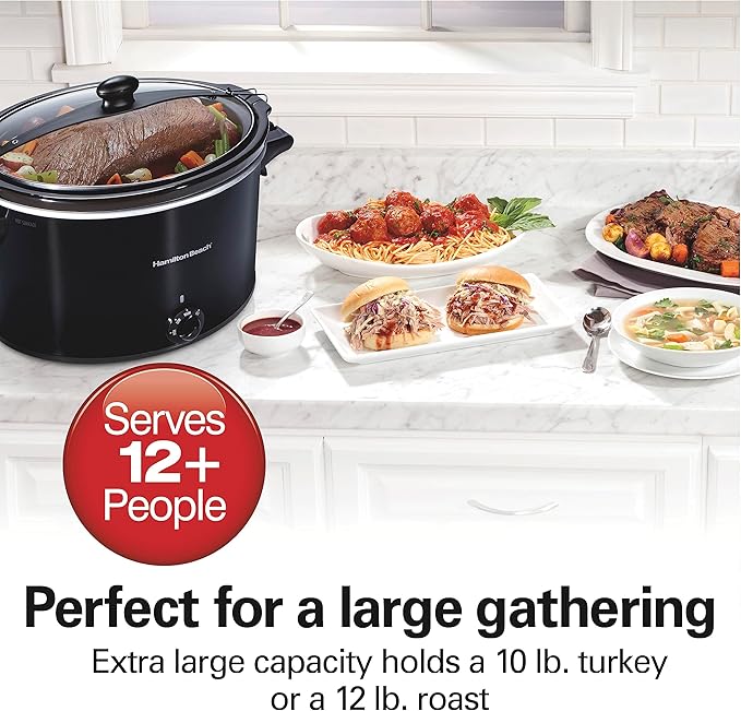 Hamilton Beach Digital Programmable Rice Cooker & Food Steamer, 14 Cups Cooked (7 Uncooked) & Slow Cooker, Extra Large 10 Quart, Stay or Go Portable With Lid Lock, Dishwasher Safe Crock